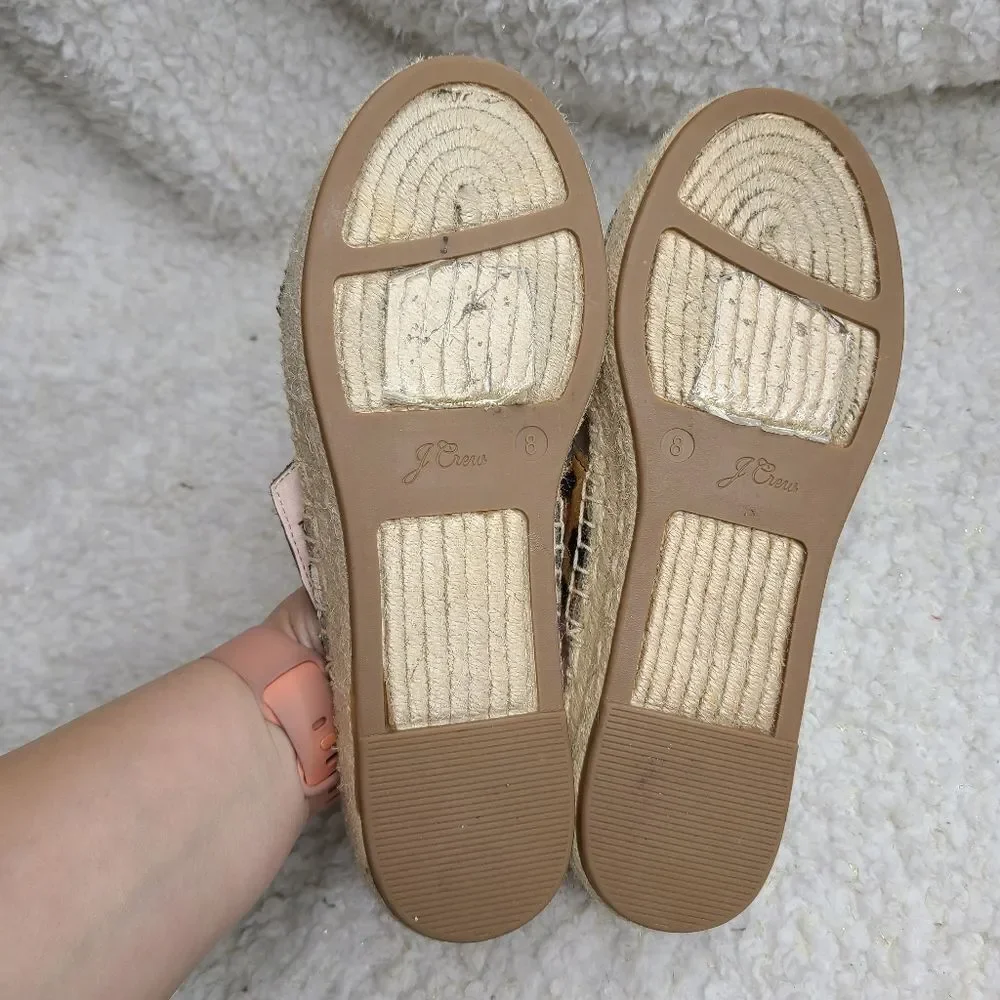 J. Crew Animal Print Espadrilles‎ Slide Sandals sz 8